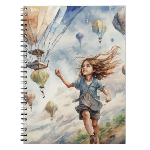 kid flying kites notebook