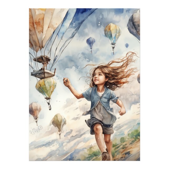 kid flying kites photo print (Front)