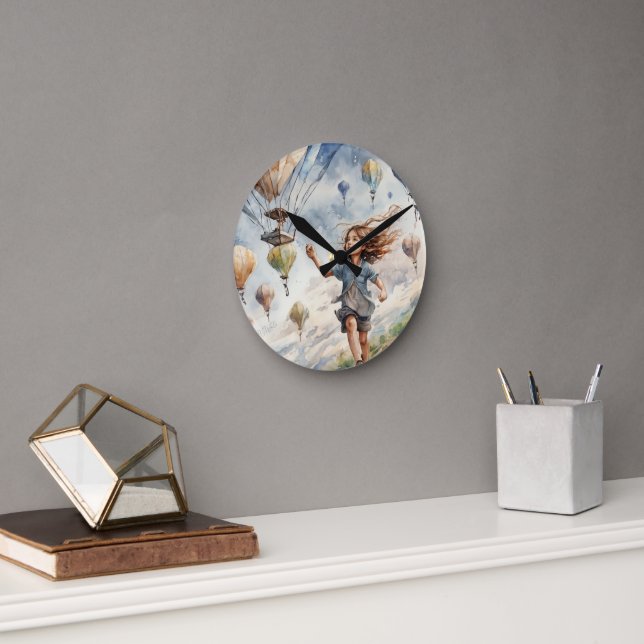 kid flying kites round clock (Office)
