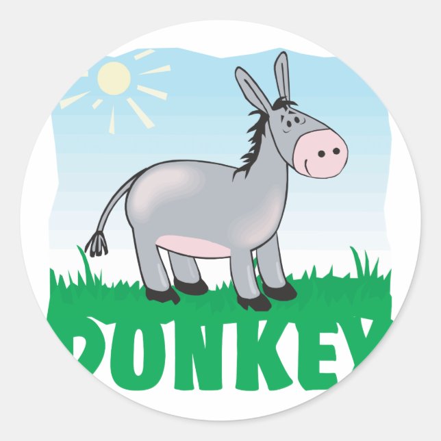 Kid Friendly Donkey Classic Round Sticker (Front)