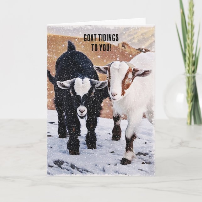 Kid Goats Cute Fun Farm Christmas Card (Front)
