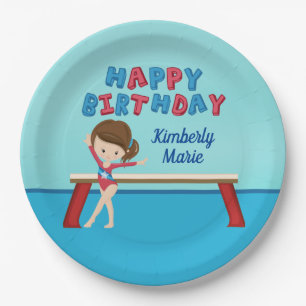 Kid Gymnastics Cute Custom Birthday Girl Party Paper Plate