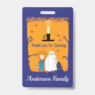 Kid Halloween Birthday Thank you ID Badge