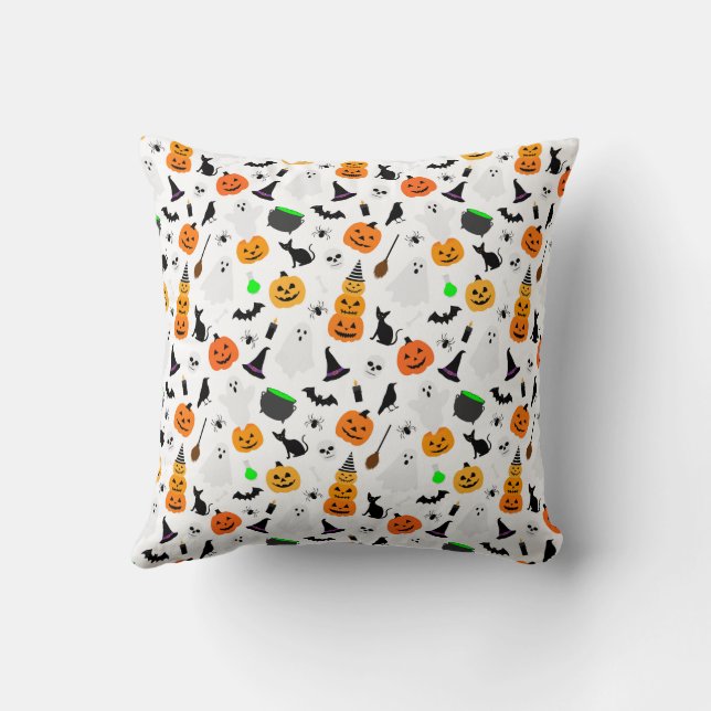 Kid Halloween Ghost Pumpkin Black Cat Personalise  Cushion (Back)