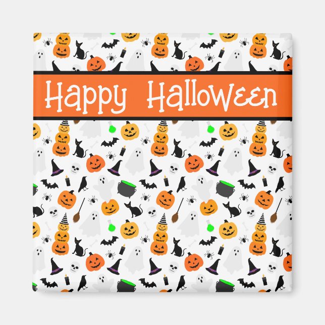 Kid Halloween Ghost Pumpkin Black Cat Personalise  Magnet (Front)