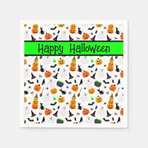 Kid Halloween Ghost Pumpkin Black Cat Personalise  Napkin