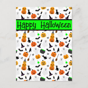 Kid Halloween Ghost Pumpkin Black Cat Personalise  Postcard