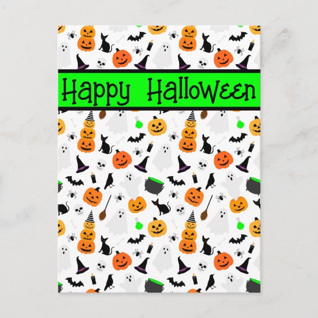 Kid Halloween Ghost Pumpkin Black Cat Personalise  Postcard (Front)