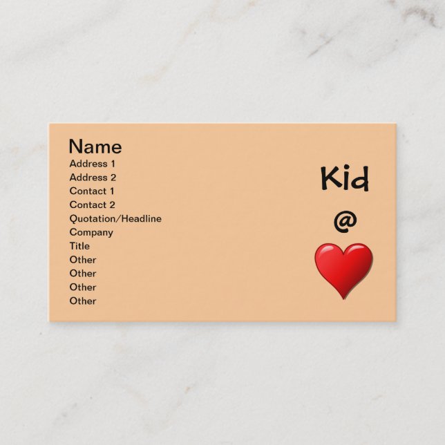 Kid @ Heart Business Card (Front)
