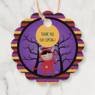 Kid in Devil Costume Halloween Favour Tags