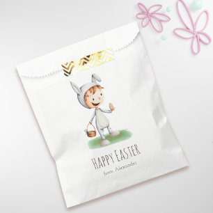 Kid in Easter Bunny Costume Egg Hunt Personalised Favour Bags