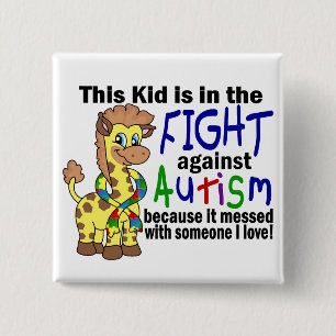 Kid In The Fight Against Autism 15 Cm Square Badge