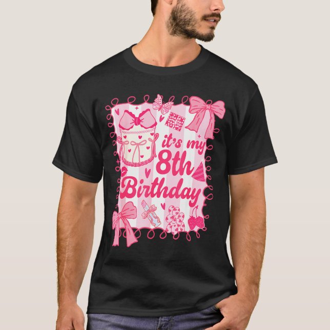 Kid Its My 8th Birthday Coquette Aesthetic 8 Years T-Shirt (Front)