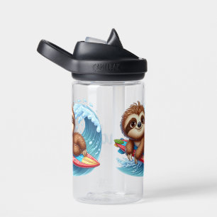Kid Personalise Sloth Surfer Water Bottle