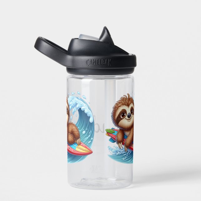 Kid Personalise Sloth Surfer  Water Bottle (Right)