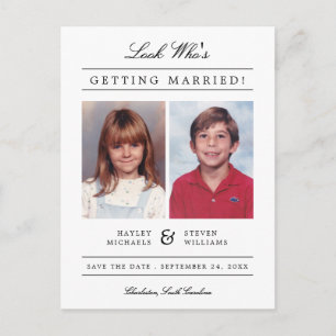 Kid Photo Save the Date White Postcard