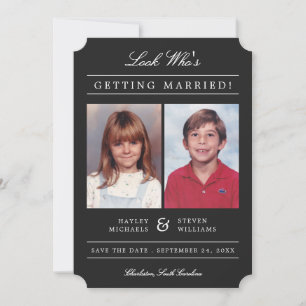 Kid Photos Old School Classic Styled   Black Save The Date