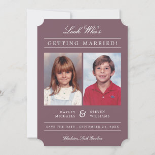 Kid Photos Old School Classic Styled   Mauve Save The Date