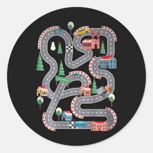Kid Play Cars On Dad Ck Race Track Mat Father's Da Classic Round Sticker