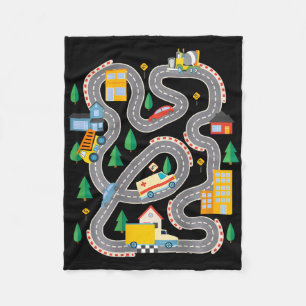 Kid Play Cars On Dad Ck Race Track Mat Father's Da Fleece Blanket