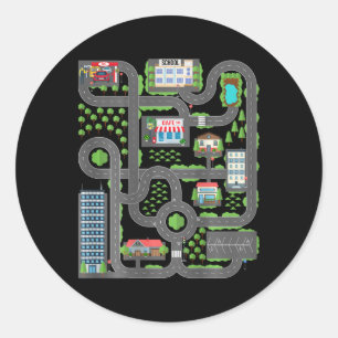 Kid Play Cars On Dad Ck Race Track Mat Fathers Day Classic Round Sticker