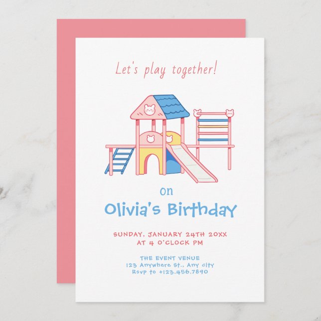 Kid playground birthday invitation (Front/Back)