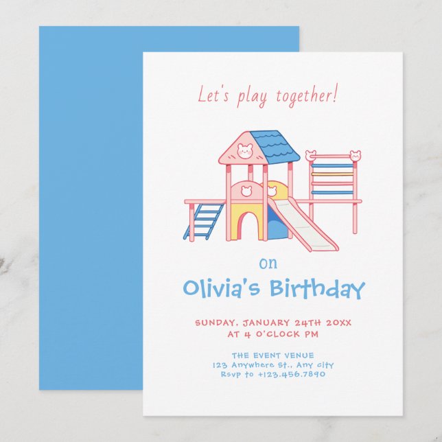 Kid playground birthday invitation (Front/Back)