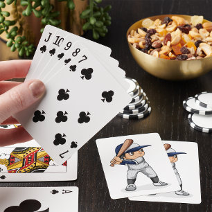 Kid Playing Baseball Playing Cards