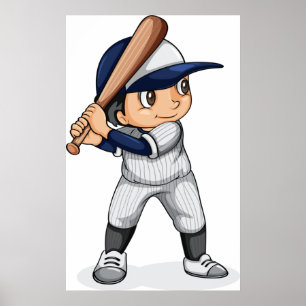 Kid Playing Baseball Poster