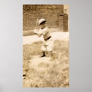 kid playing baseball poster
