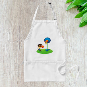 Kid Playing Basketball with Hoop Fun Sports Standard Apron