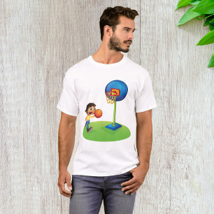 Kid Playing Basketball with Hoop Fun Sports T-Shirt