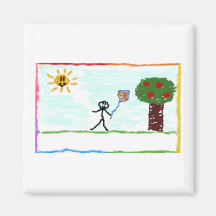 Kid playing with kite magnet