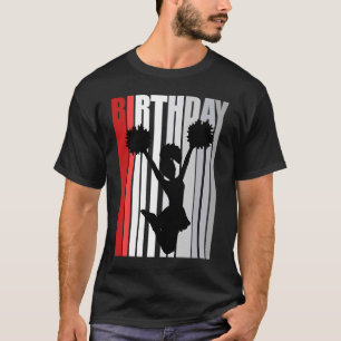 Kid Red Cheerleading Birthday Kicking Kick Silhoue T-Shirt