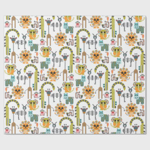Kid’s Modern Jungle Safari Animals Wrapping Paper