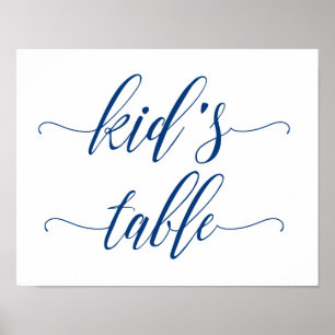 Kid’s Table Wedding Sign in Navy Blue