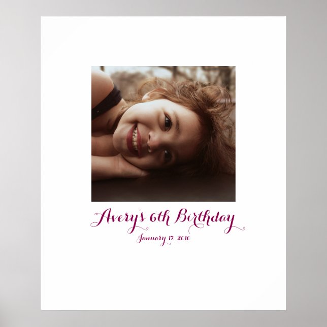 Kid sixth birthday 6th Sign In Party Board 6 (Front)