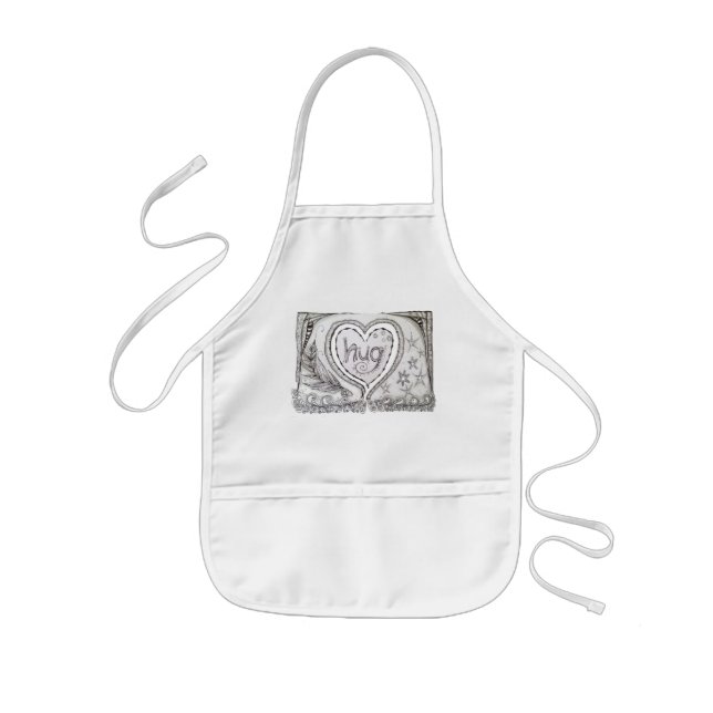 Kid-Sized "HuG" Apron, Original Art Design Kids Apron (Front)