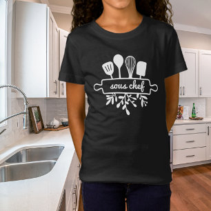 Kid Sous Chef Kitchen Utensil and Greenery T-Shirt