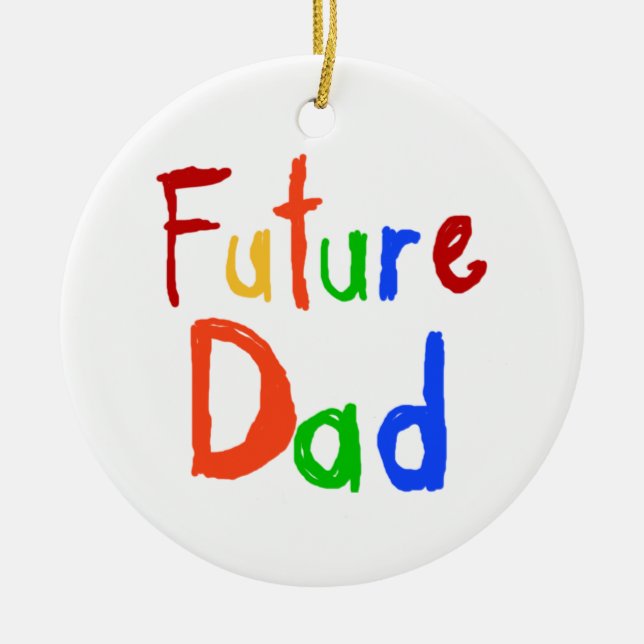 Kid Text Future Dad T-shirts and Gifts Ceramic Tree Decoration (Front)