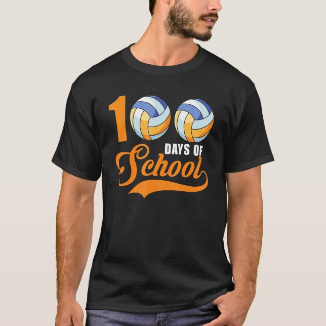 Kid Volleyball Shirts For Girls, Happy 100th Day O (Front)
