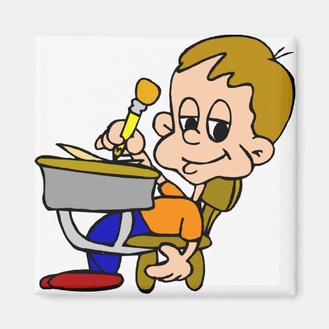 Kid Writing At Desk Magnet (Front)
