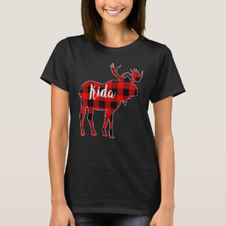 Kida Moose Red Buffalo Plaid Matching Family Chris T-Shirt