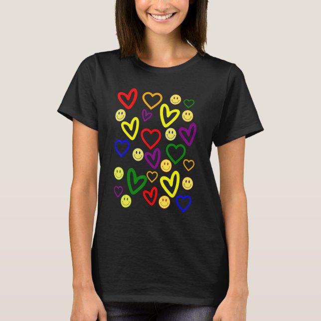 Kidcore Heart Faces Aesthetic T-Shirt (Front)