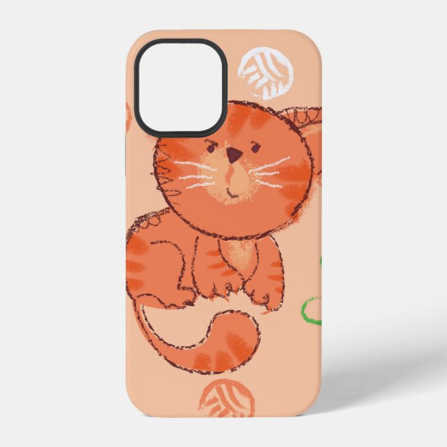 Kiddy red toy cat seamless pattern iPhone case (Back)