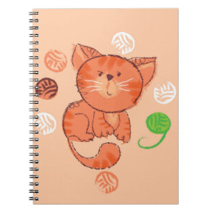 Kiddy red toy cat seamless pattern notebook