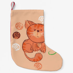 Kiddy red toy cat seamless pattern small christmas stocking