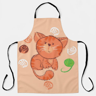 Kiddy Toy Cat: Vintage Illustration. Apron