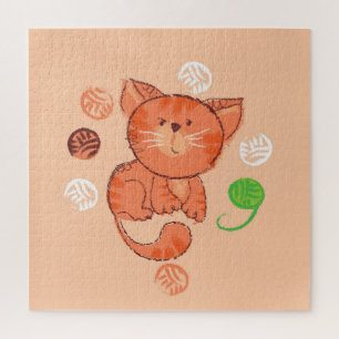 Kiddy Toy Cat: Vintage Illustration. Jigsaw Puzzle