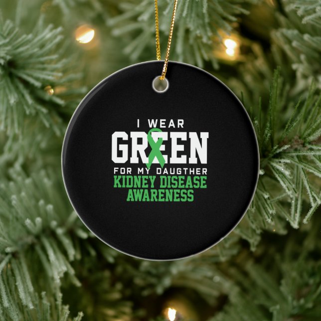Kidney Awareness Green Ribbon Daughter Fit T Shirt Ceramic Tree Decoration (Tree)